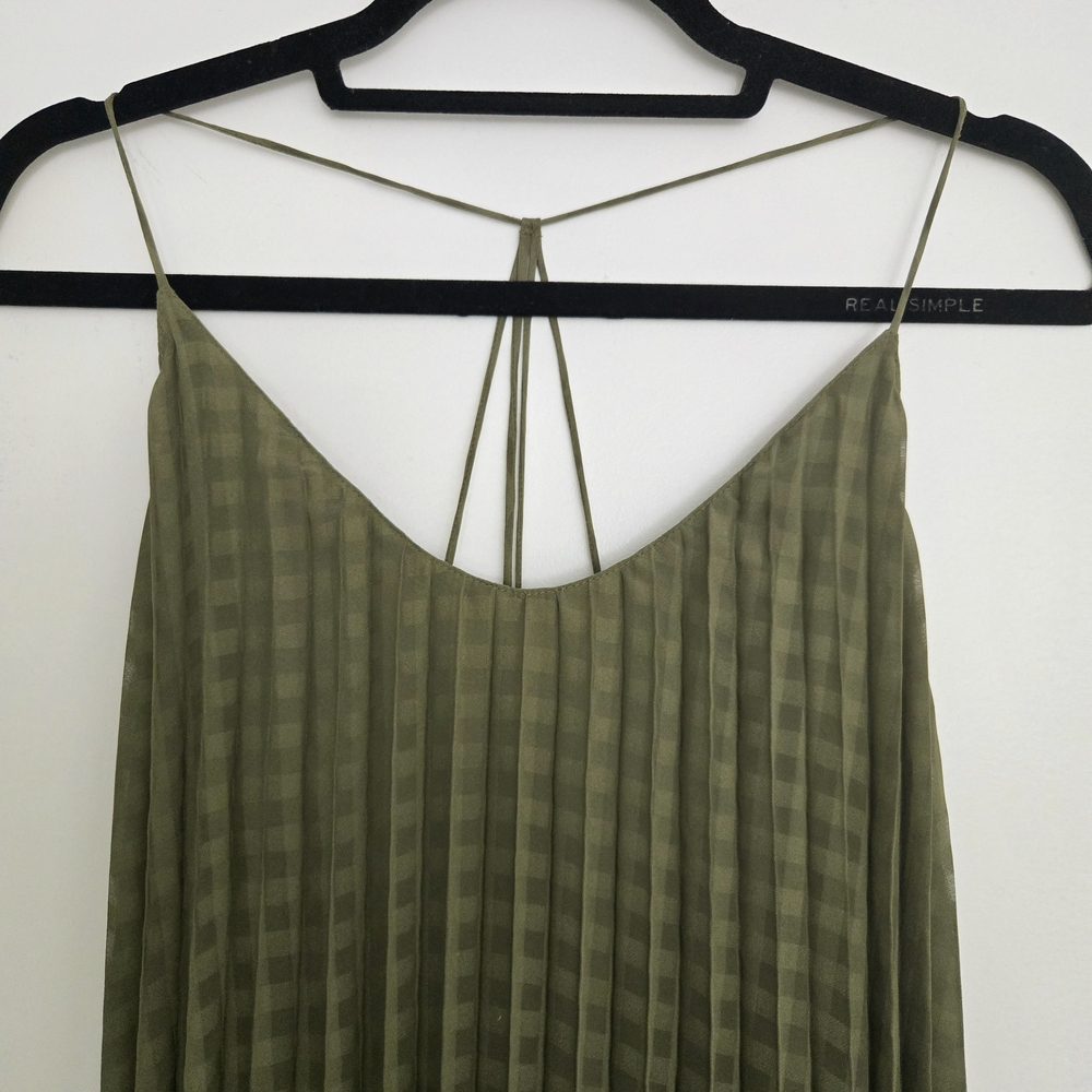 Scotch & Soda Olive Green Strappy Pleated Dress (S)